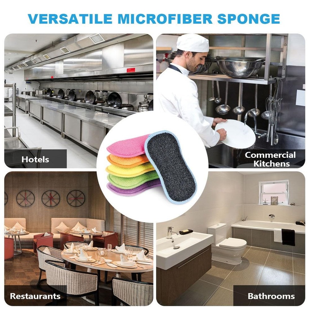 HOMEXCEL 6 Pack Multi-Purpose Scrub Sponges Kitchen, Dish Sponge, Multicolor