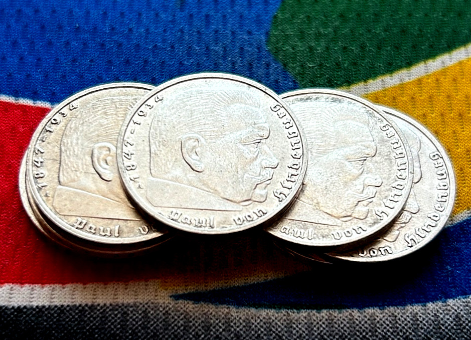 Germany 1937 A 2 Mark German WWII Silver Coin 3rd Reich Reichsmark 5* Service XF