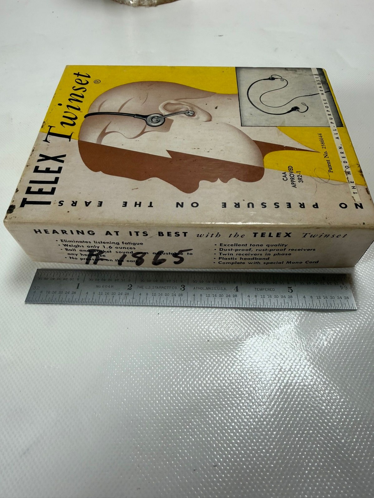 Telex Twinset 3R2-1 Vintage Aviation Pilot Headset Headphones Original Box