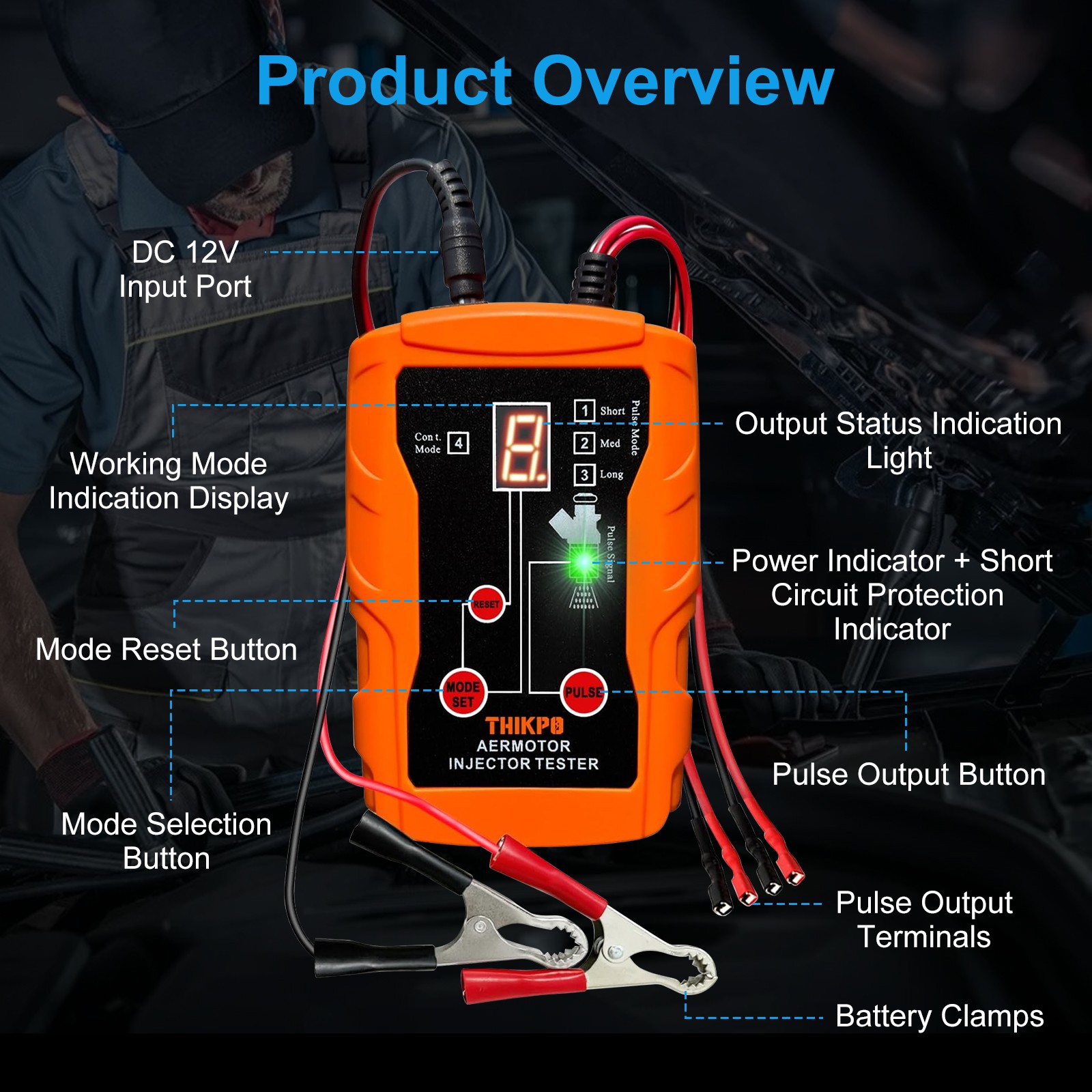 Universal Fuel Injector Tester Cleaner & Adapter DIY Cleaning Tools Kit Set 12V