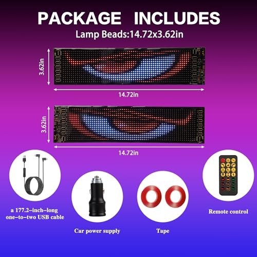 Devil Eyes LED Sign 2-Pack, Programmable LED Car Windshield 23.4×4.7 inch-2 PCS
