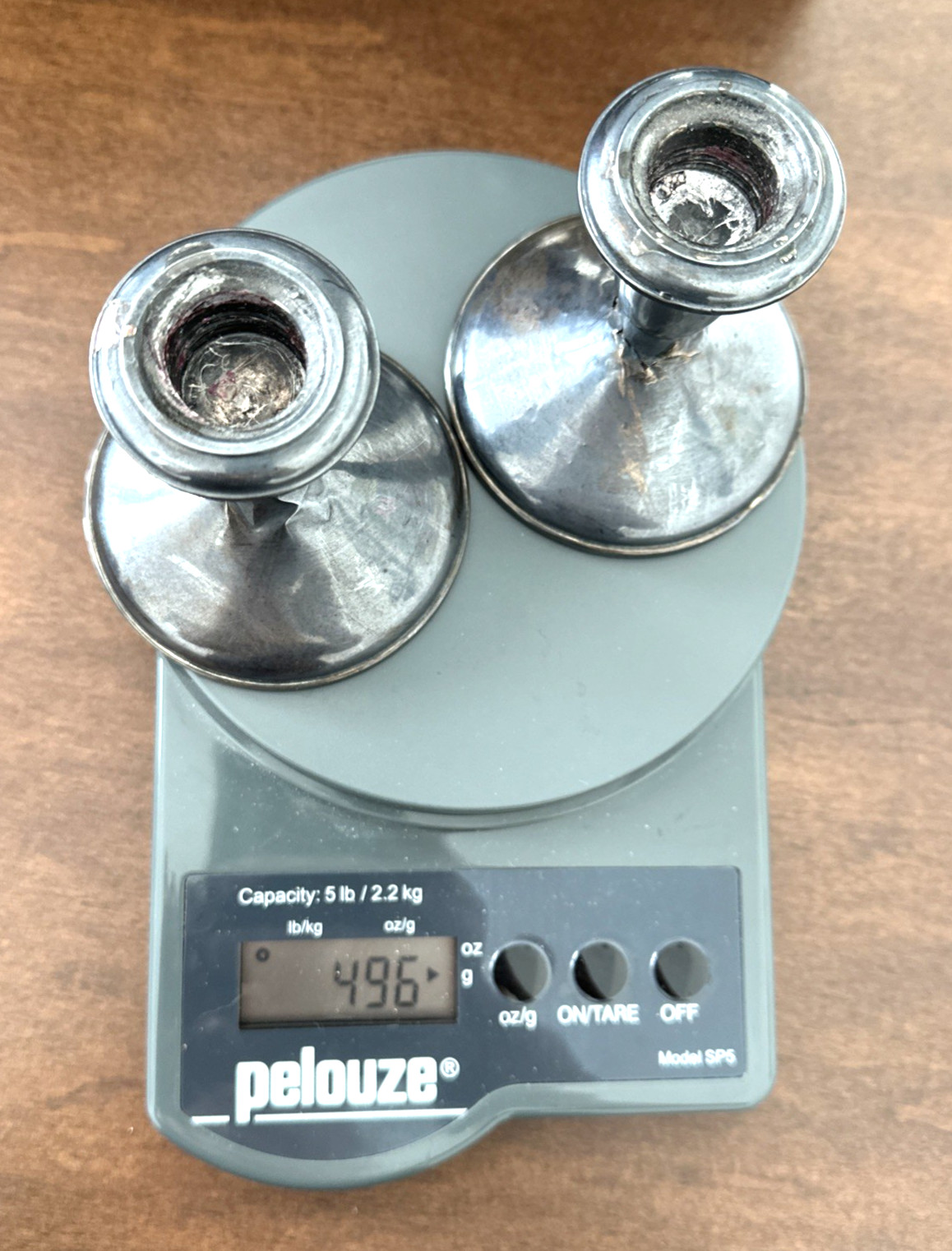 Scrap Sterling Silver Weighted Empire Candle Sticks TWt 496g, Damaged, Free Ship