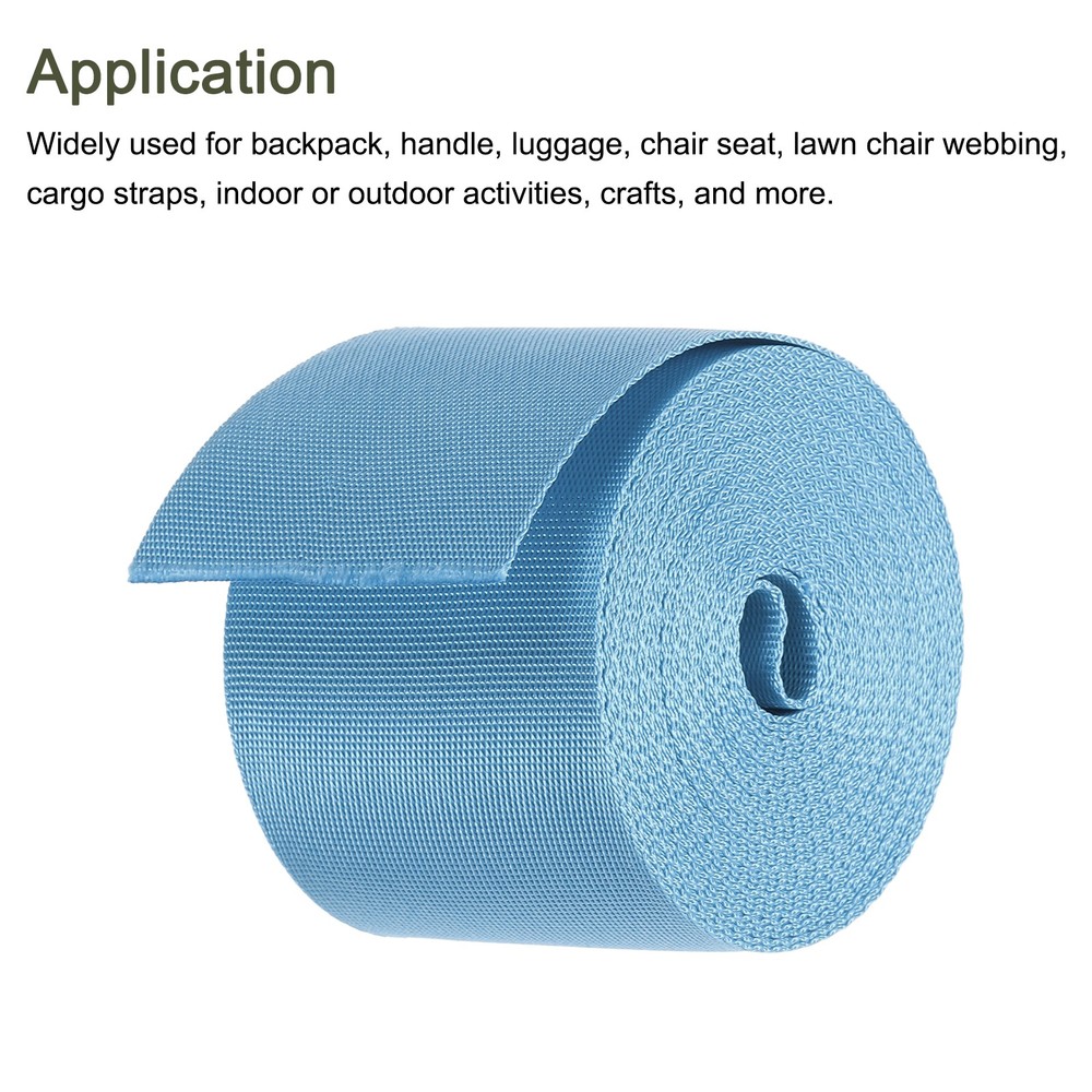 Flat Nylon Webbing Strap 2 Inch 5 Yards Lake Blue for Backpack