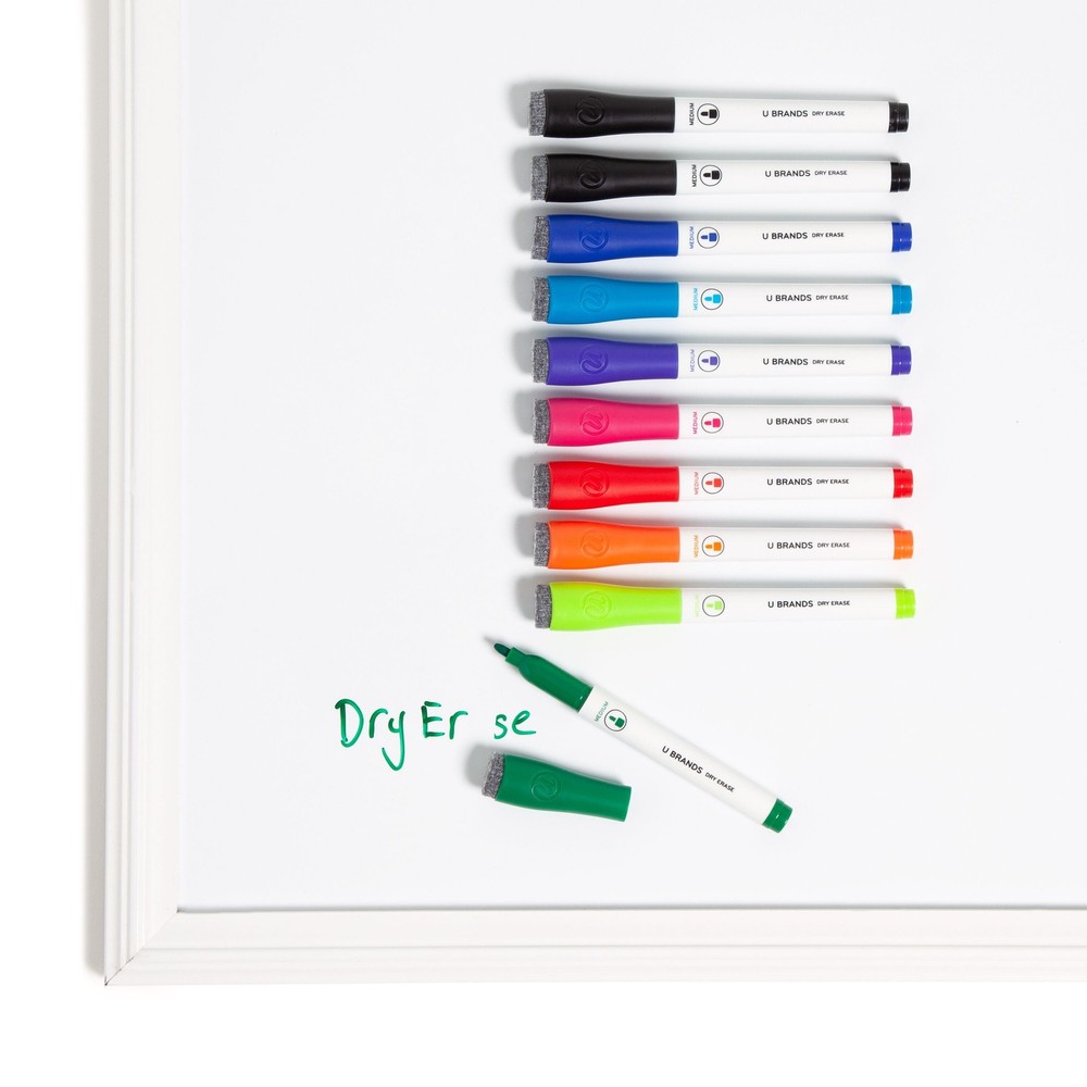 Dry Erase Markers, Bullet Tip, Medium Point, Multi-Color, 10 Count