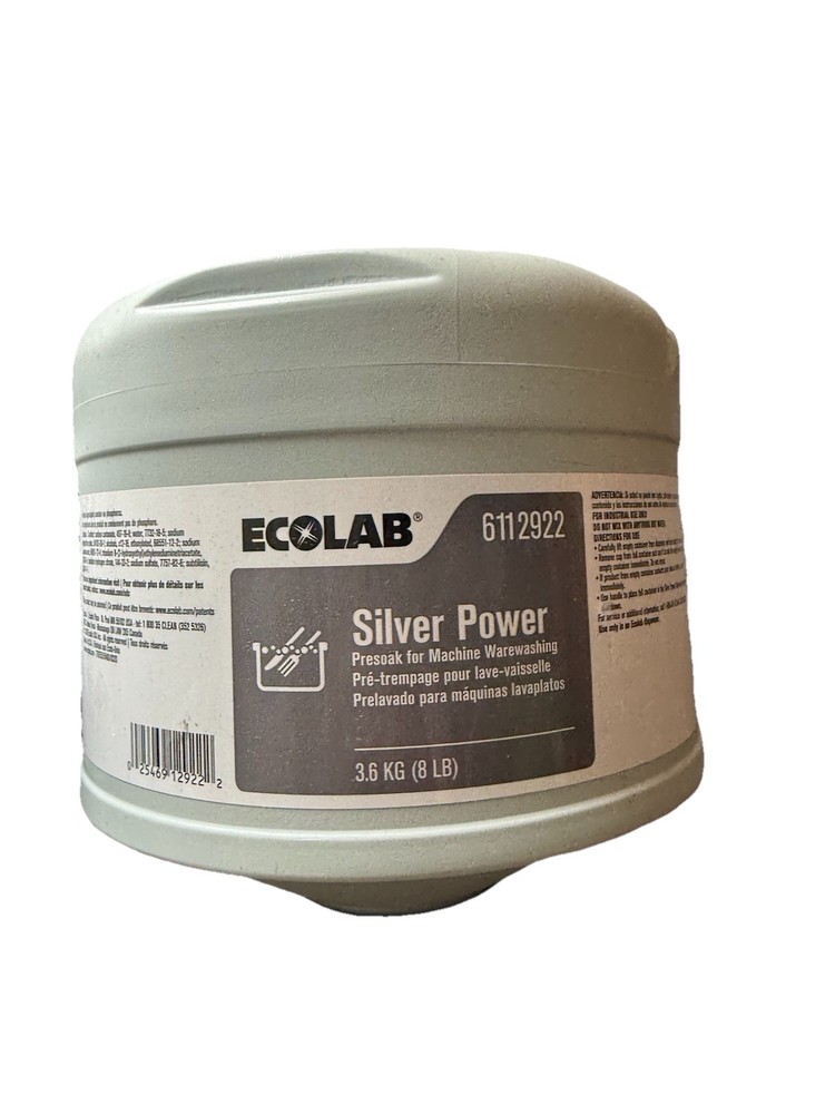 Ecolab Silver Power Solid Flatware Silverware Presoak 8 Lbs #6112922 (11/28)