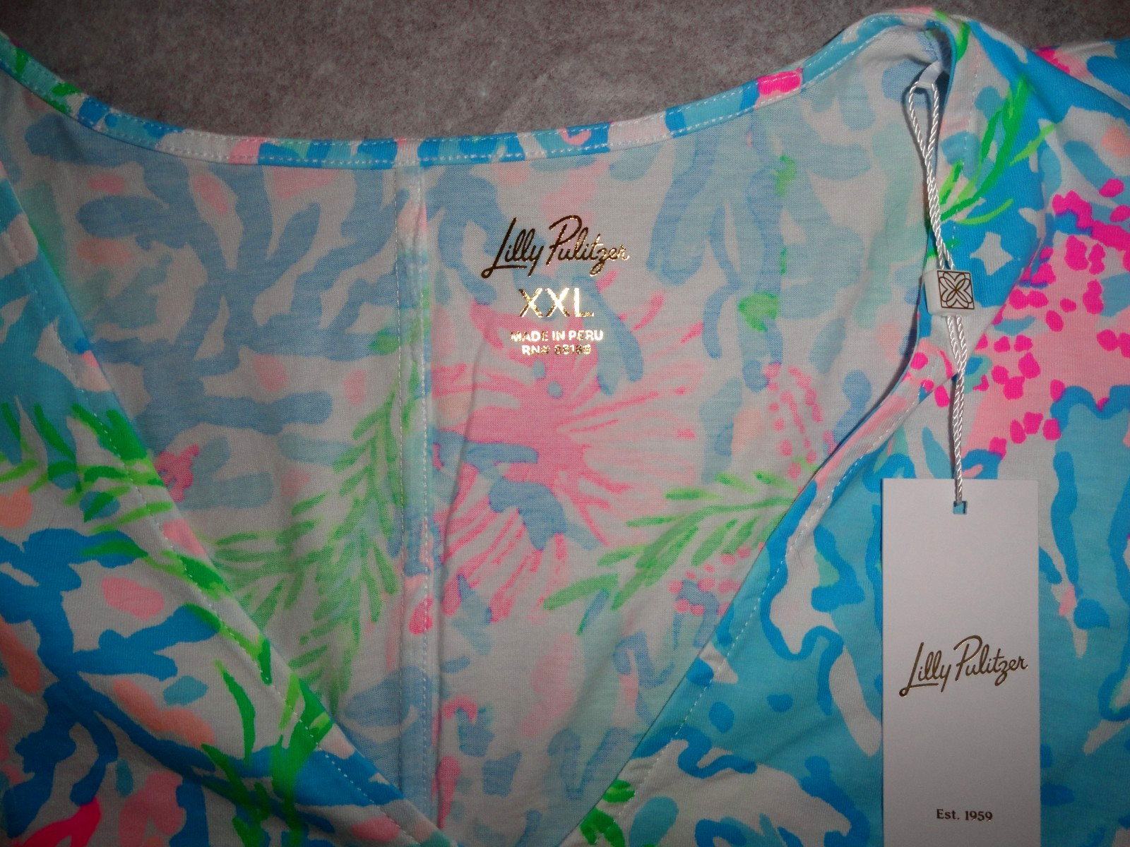 Lilly Pulitzer Aleece Dress XXL Multi Coral Bay Short Sleeve