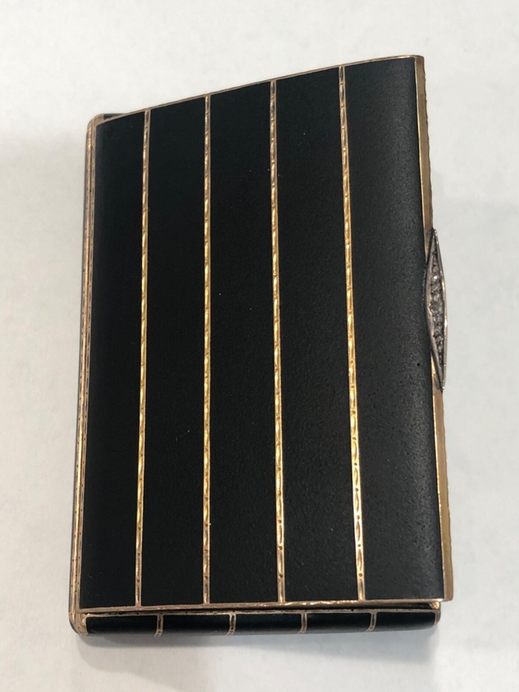 A Russian Black Enameled Silver Cigarette Case