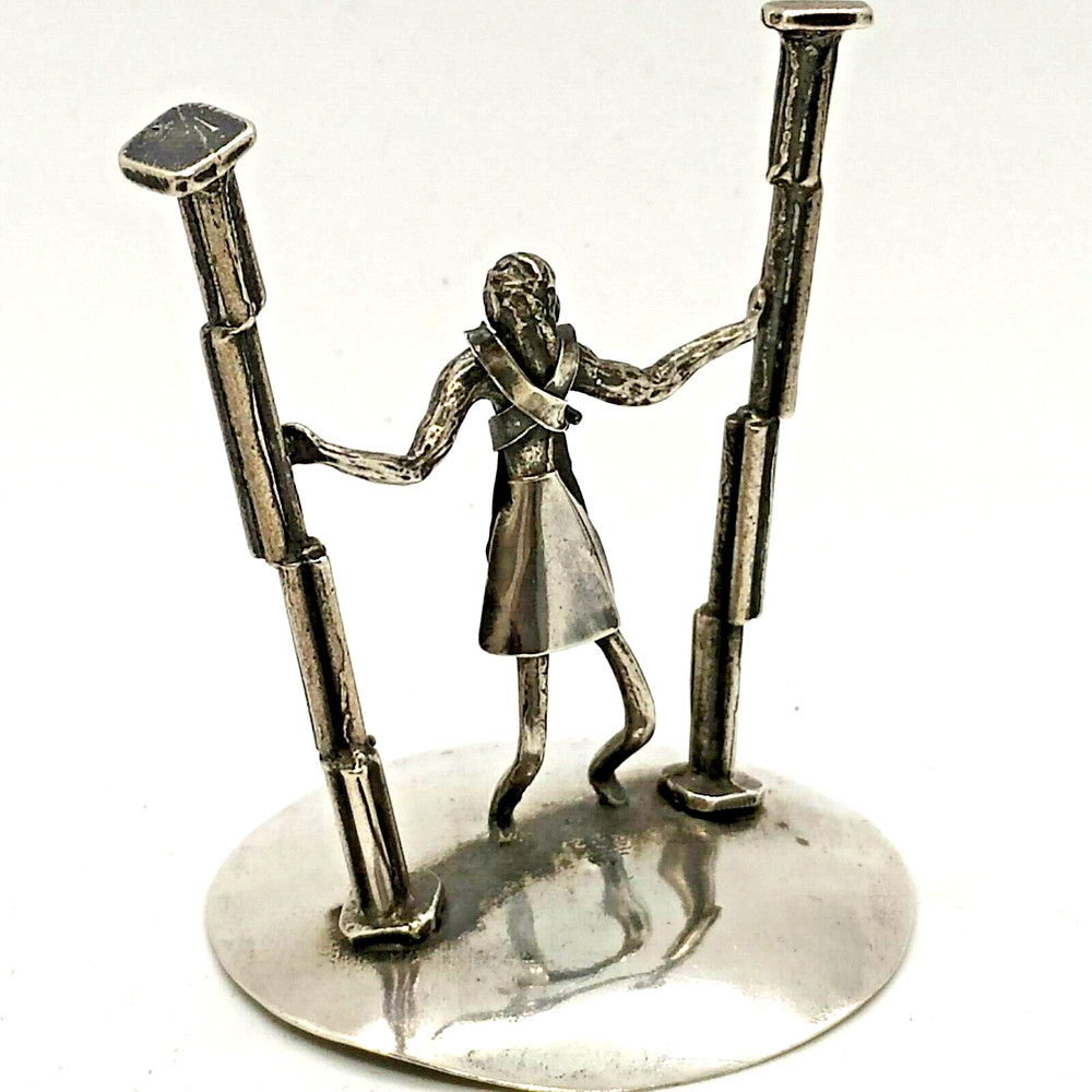 MINIATURE STATUE "SAMSON & PILLARS" HANDMADE SILVER MINIATURE FIGURINE