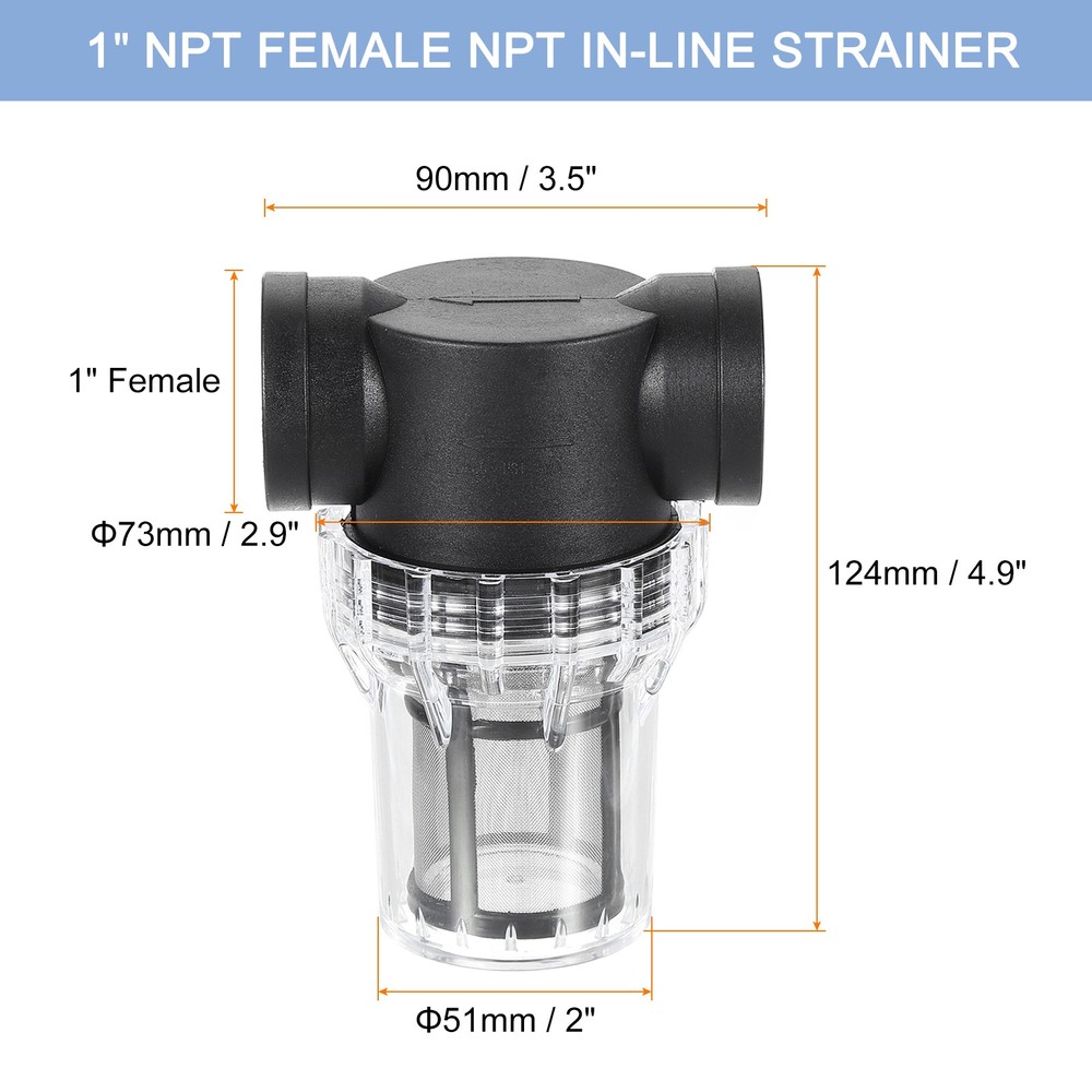 Pressure Washer Filter 1" NPT Inline Mesh Strainer Attachment Size 80 Mesh
