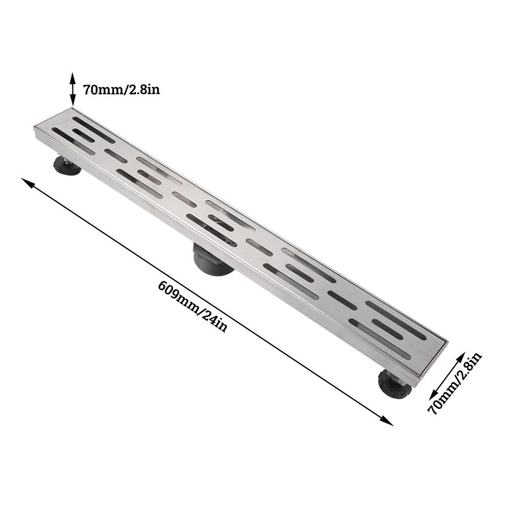 Linear Shower Drain Set 24" Rectangular Stainless Shower Drain w/Cover Grate