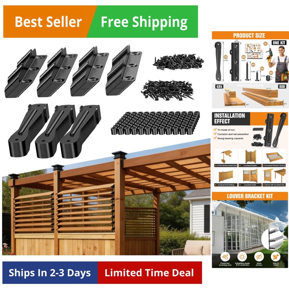 Louver Hardware Kit - Deck Sunblind System Brackets for Adjustable Outdoor Sh...