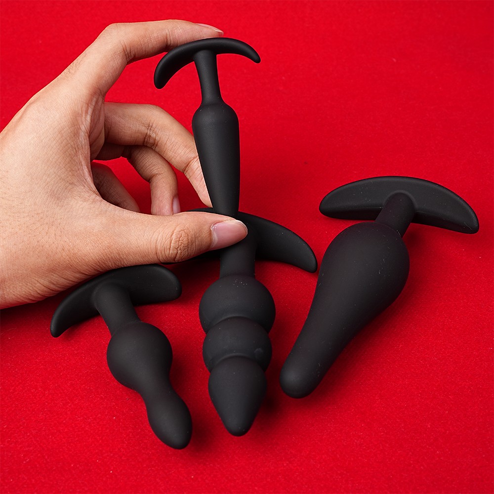 4PCS Silicone Anal Butt Plug Training Starter Kits Beginner Dildo Trainer Set US