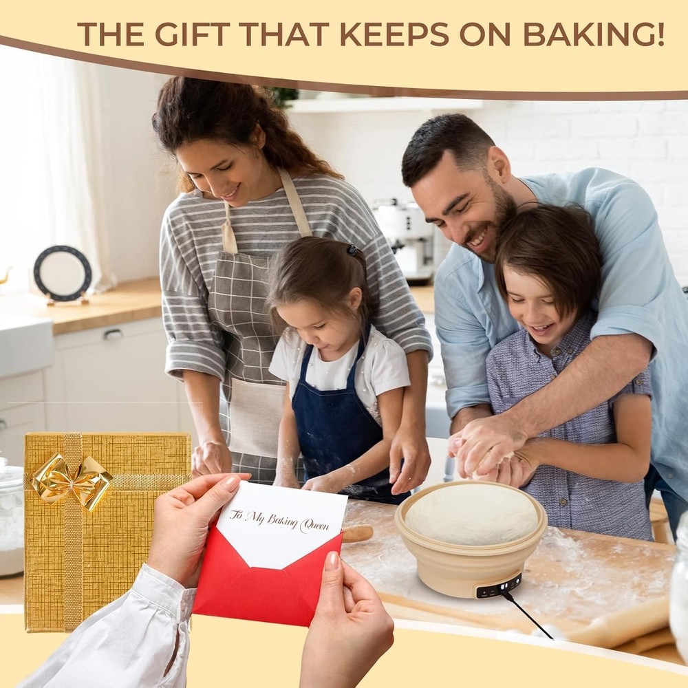 Electric Sourdough Starter Kit with 6-Temp (77-122℉) Control & Timer - 9" Fol...
