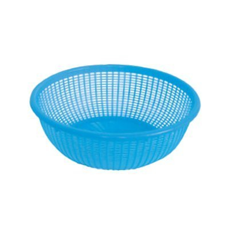 PLWB005 Wash Basket, 8" Dia., Perforated, Stackable, Plastic, Blue