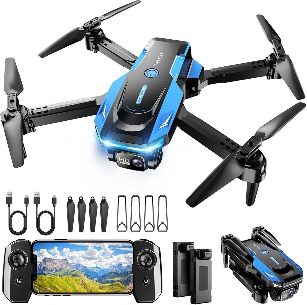 Drone with 1080P Camera - Foldable Remote Control Quadcopter Black&Blue