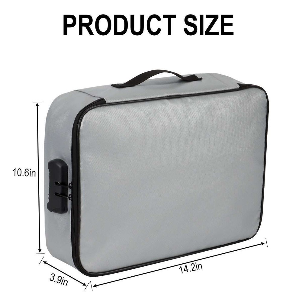 Large Fireproof Document Box with Lock File Storage Waterproof Safe Bag Cash Box