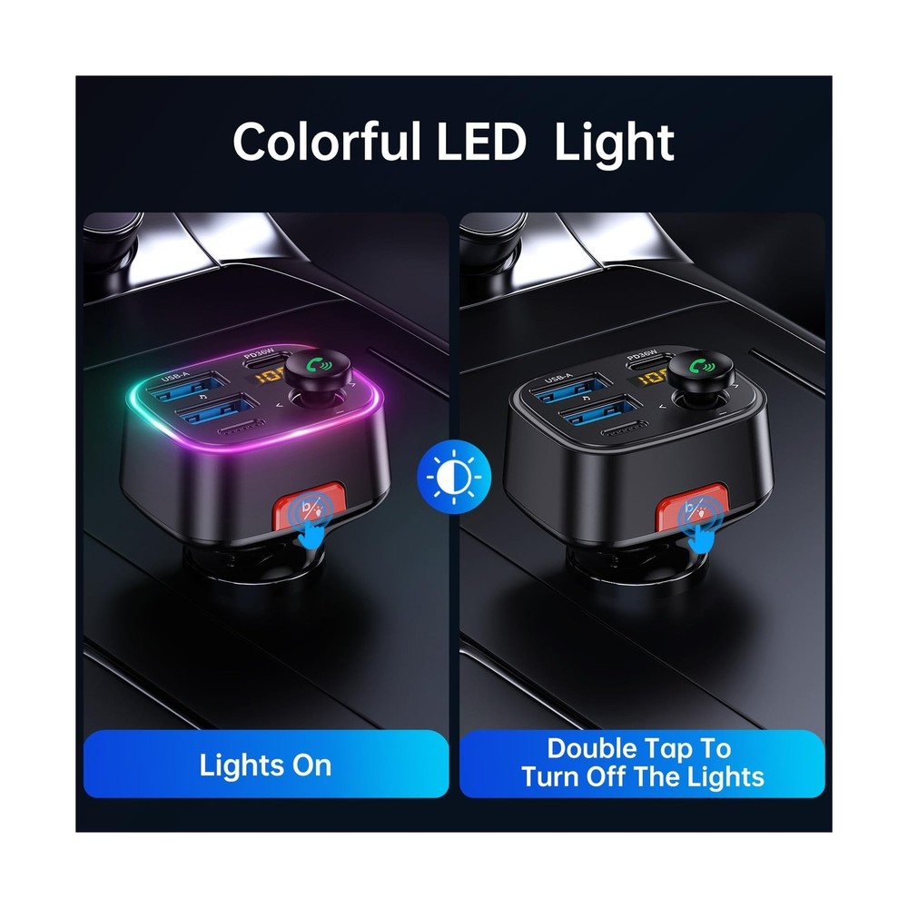 Syncwire Bluetooth 5.4 FM Transmitter Car Adapter 48W (PD 36W & 12W... Fast Ship