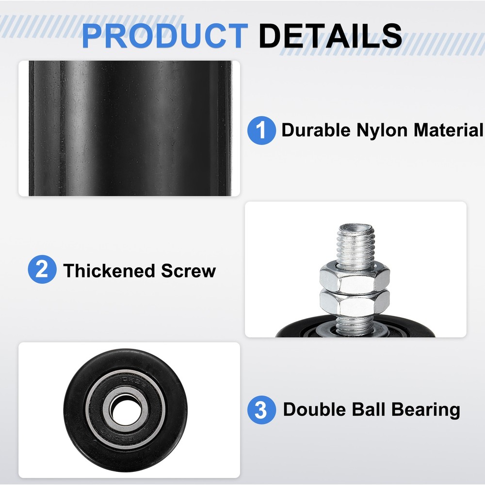 4Pcs Slide Gate Guide Roller 2" Nylon Sliding Gate Support Assembly, Black