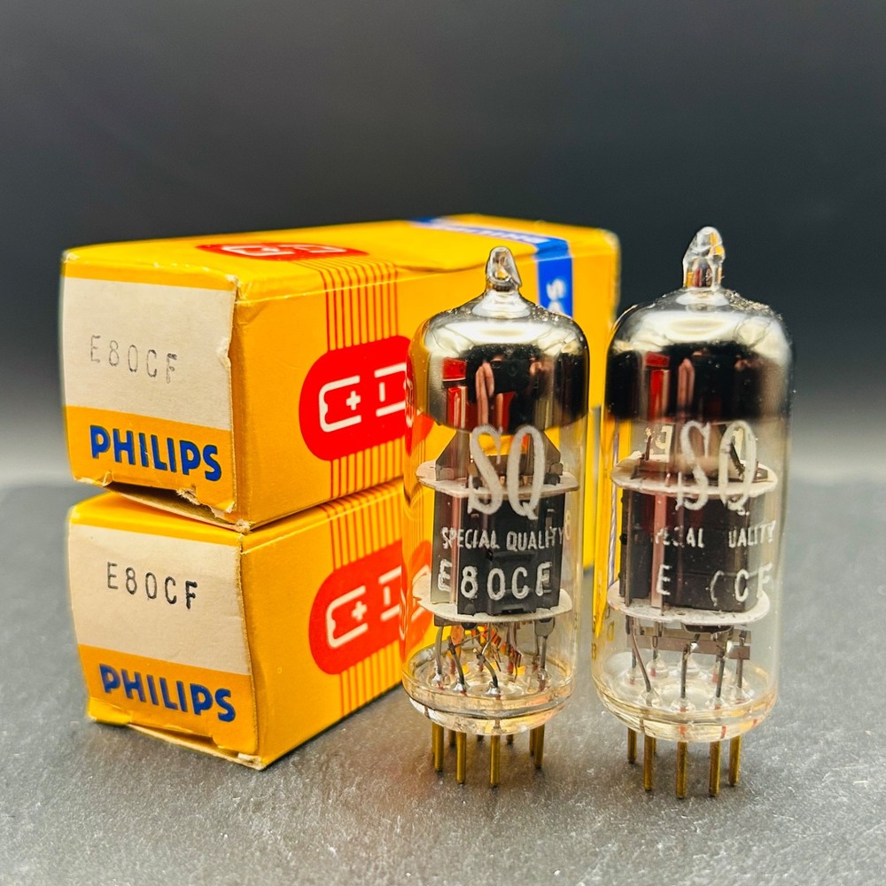 ✅ Philips SQ E80CF Gold Pin Tubes – Blackburn Mullard Factory – Pair – Vintage