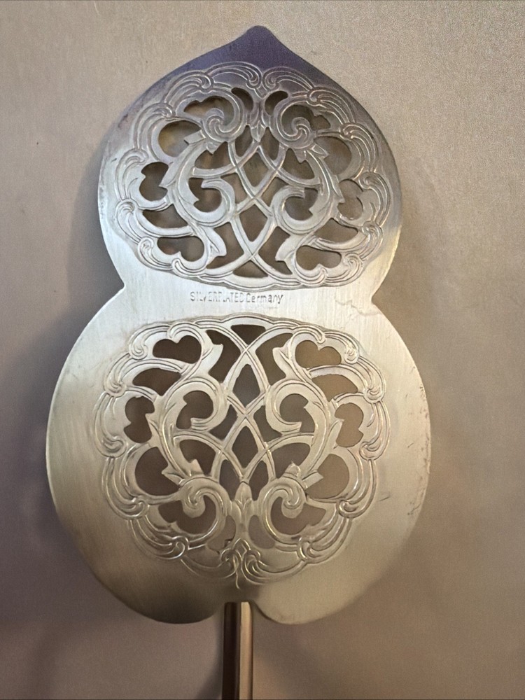 Antique Silver Plated Pie Cake Server with Finger Loop Rare