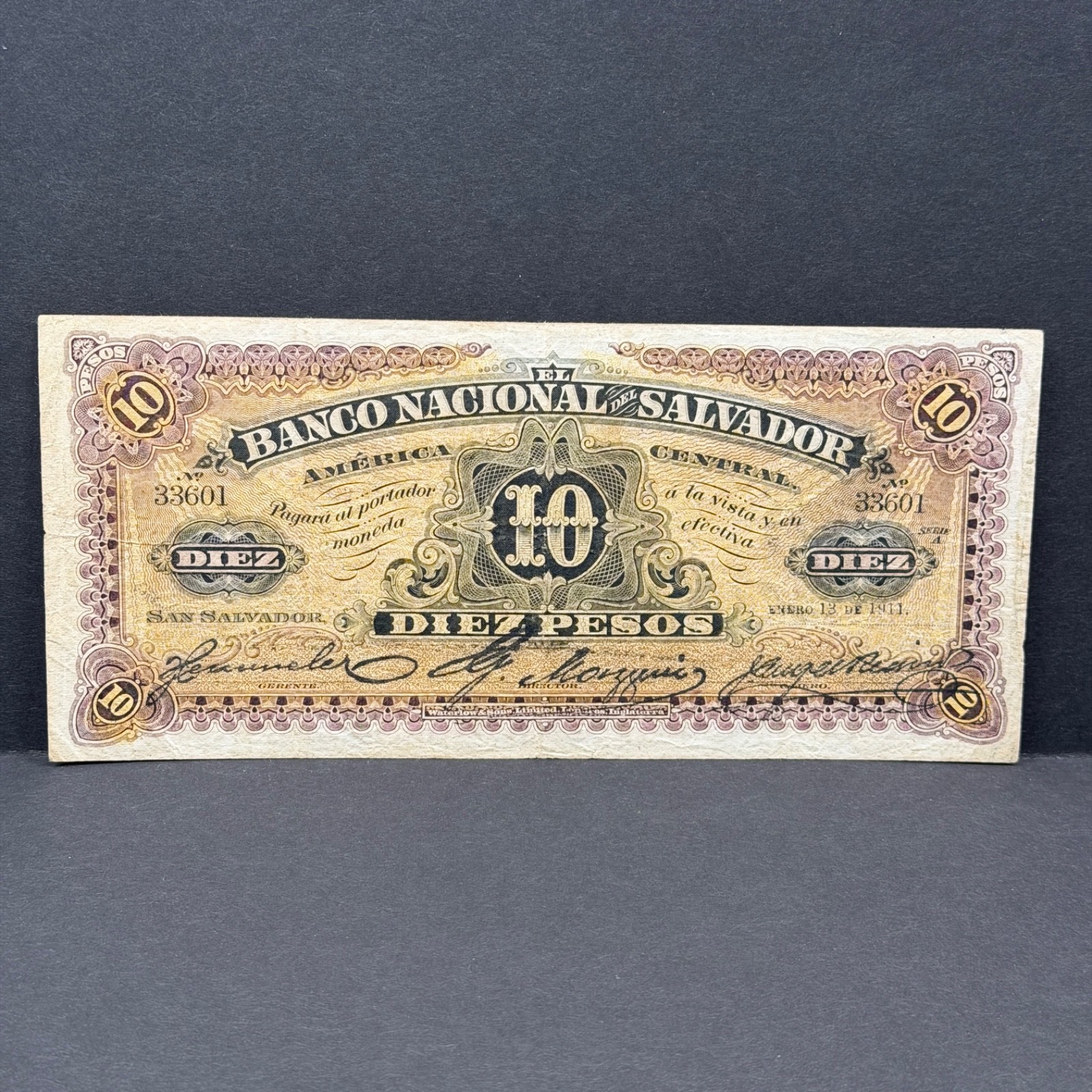 El Salvador - 10 Pesos - Banco Nacional del Salvador - 13 Enero 1911