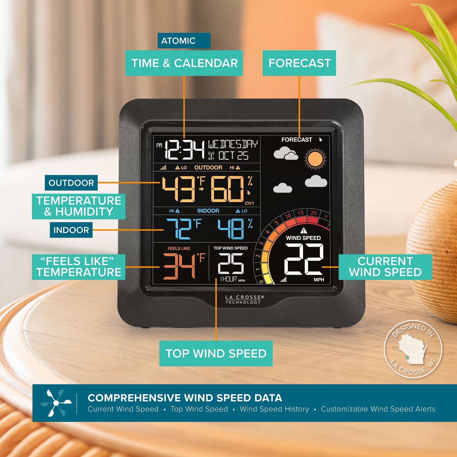 327-1417 La Crosse Technology Professional Color Wind Speed Weather Station