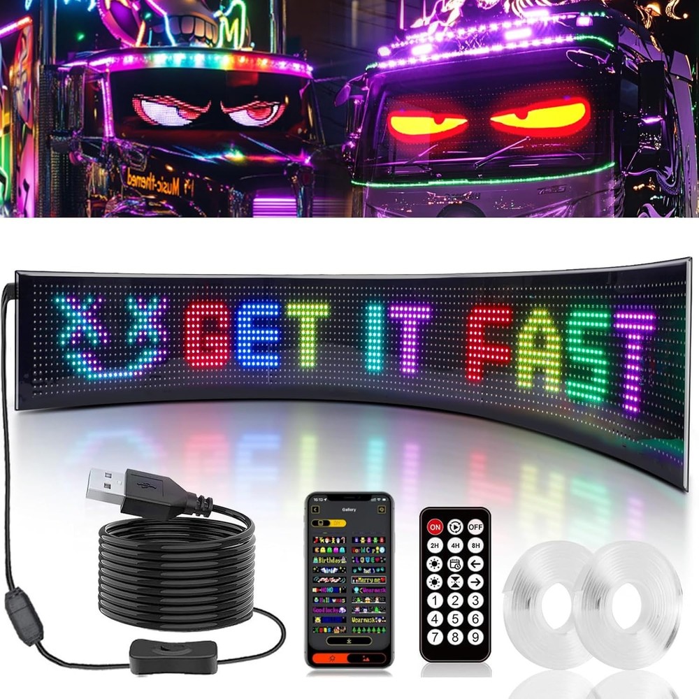 70”x7.6” Devil Eyes LED Display Light APP Control Flexible Programmable Screen