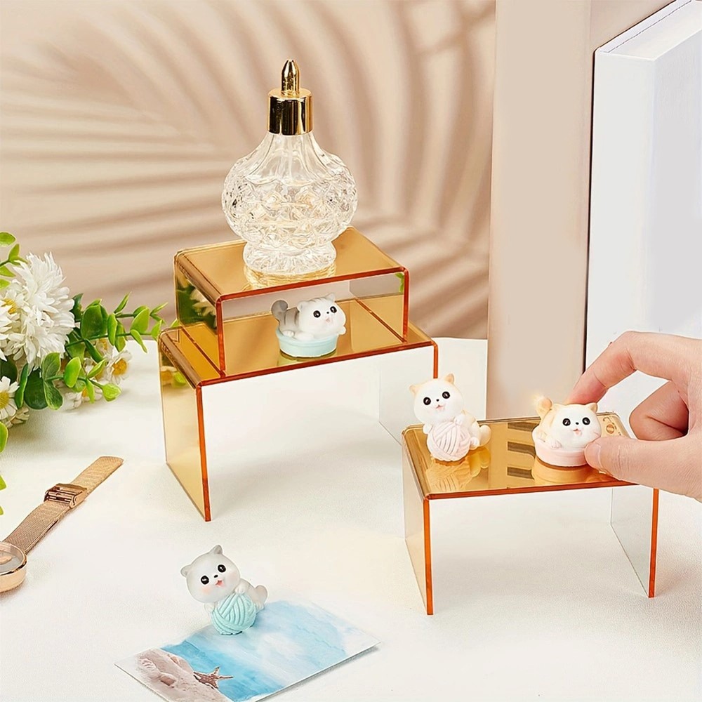 6pcs Acrylic Display Stand Riser 3 Sizes Storage Rack for Tabletop