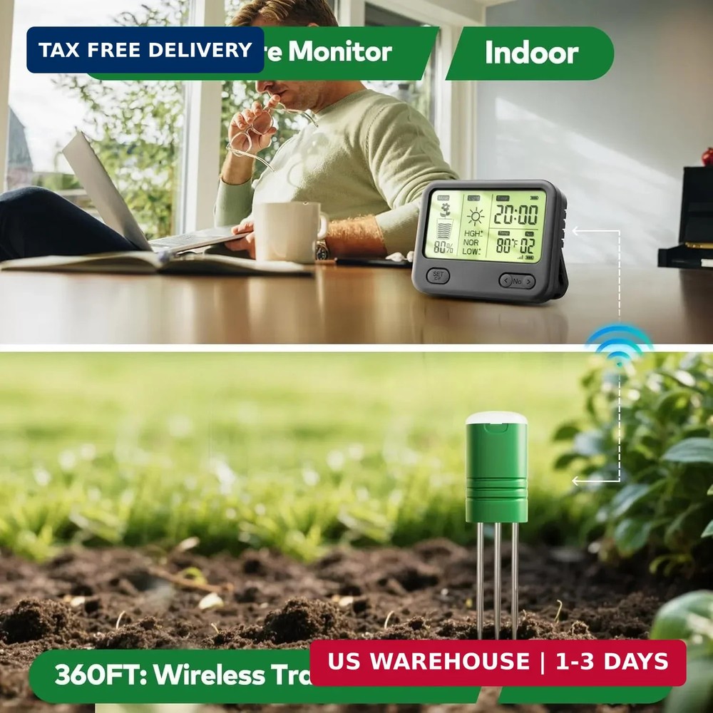 VODESON Soil Moisture Meter for Plants, Multi-Zone Wireless Soil Test Kit & Soil