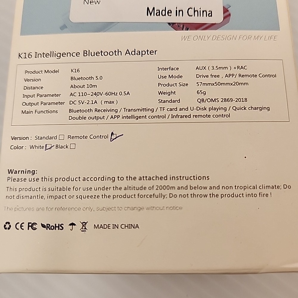 Multi-Function Bluetooth Audio Adapter Model K16 Intelligent Adapter