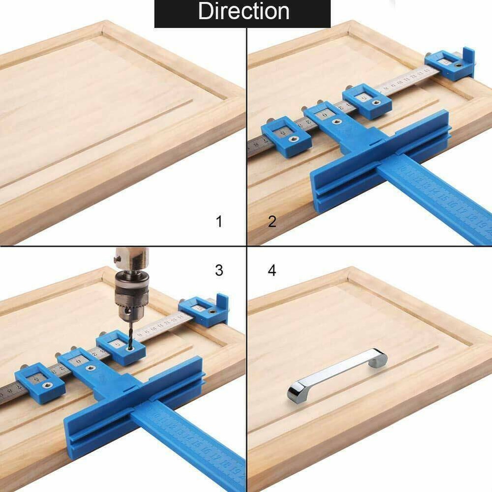 Drill Guide Punch Locator Woodworking Hole Cabinet Hardware Jig Drawer Pull Tool