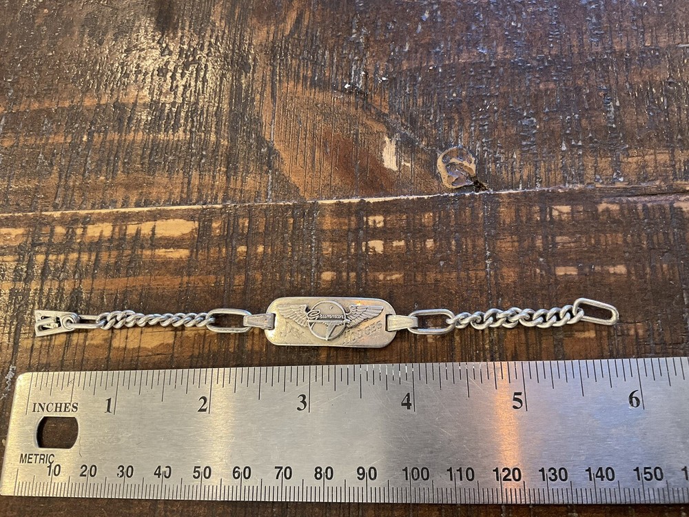 ORIGINAL WWII GRUMMAN AVIATION WINGS STERLING NAMED ID BRACELET