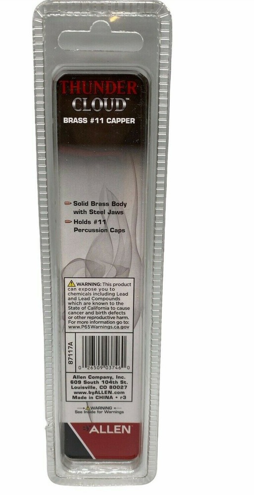 Brass Muzzleloader Capper For #11 Percussion Caps - Thunder Cloud - Allen