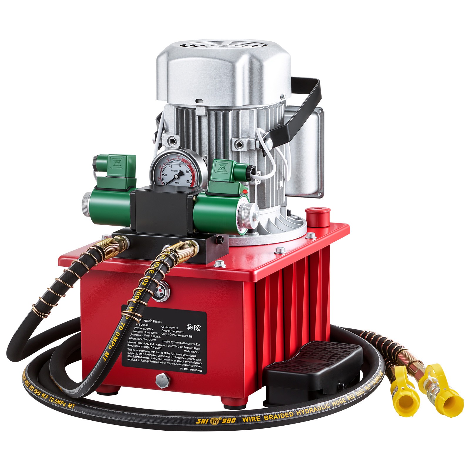 Uimoso Electric Hydraulic Pump 750W 10000 PSI Dual Acting Solenoid Valve Pedal