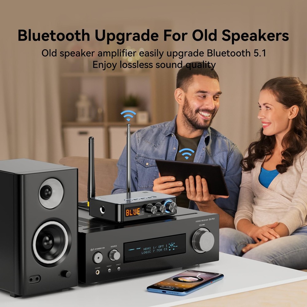 Bluetooth Audio Receiver Transmitter 4-in-1 (with Remote) for Home Stereo TV,...