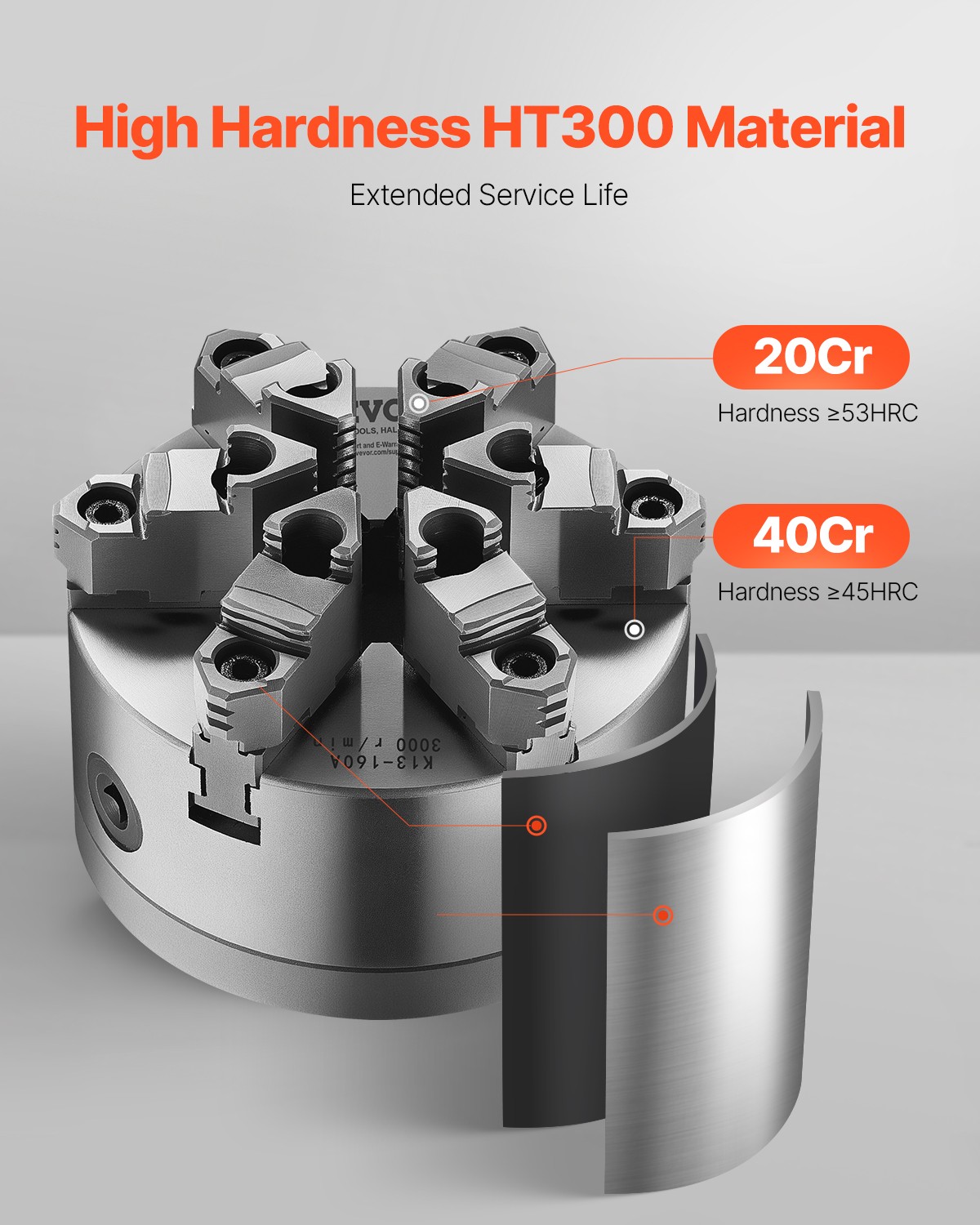 VEVOR 6 Inch 6-Jaw Self-Centering Lathe Chuck with D1-4 Cam Lock Backing Plate
