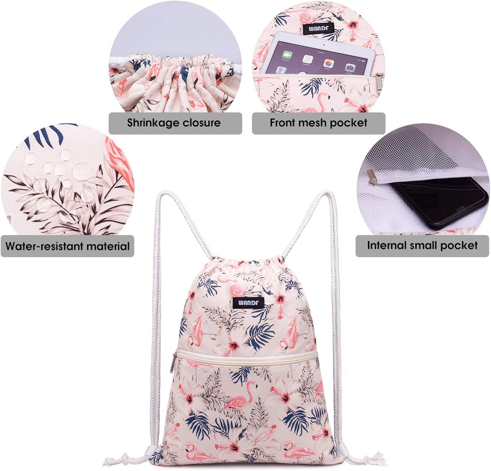 Drawstring Backpack String Bag Sackpack Cinch Water Resistant Nylon for Gym Shop