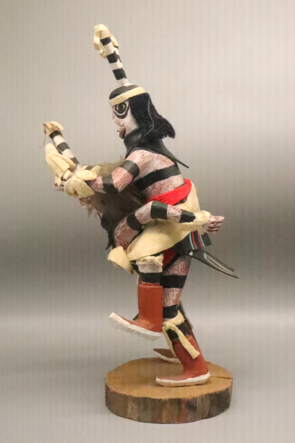 Signed Padilla Hopi Koshare Sacred Clowns Kachina Doll Carved Wood 8in Folk Art