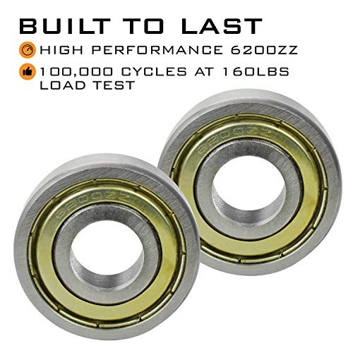2" Nylon Sealed Garage Door Rollers, 6200ZZ High Performance Ball Bearing (12