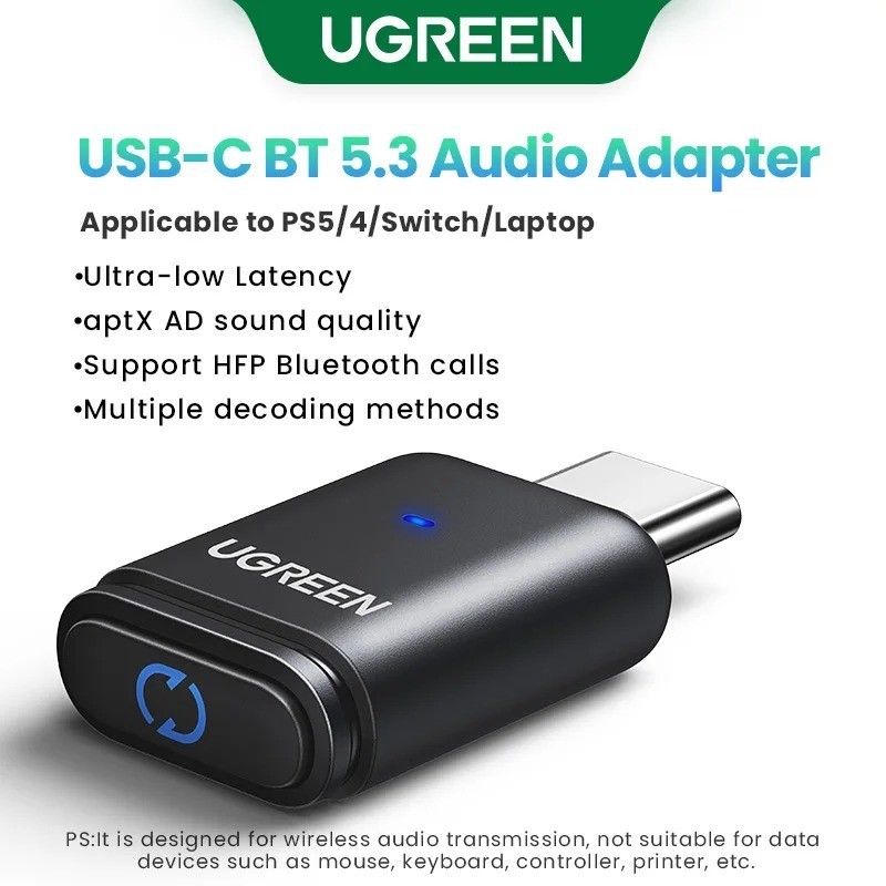 USB C Type-C Bluetooth 5.3 Transmitter aptX HD AD Audio Adapter for PC Nintendo