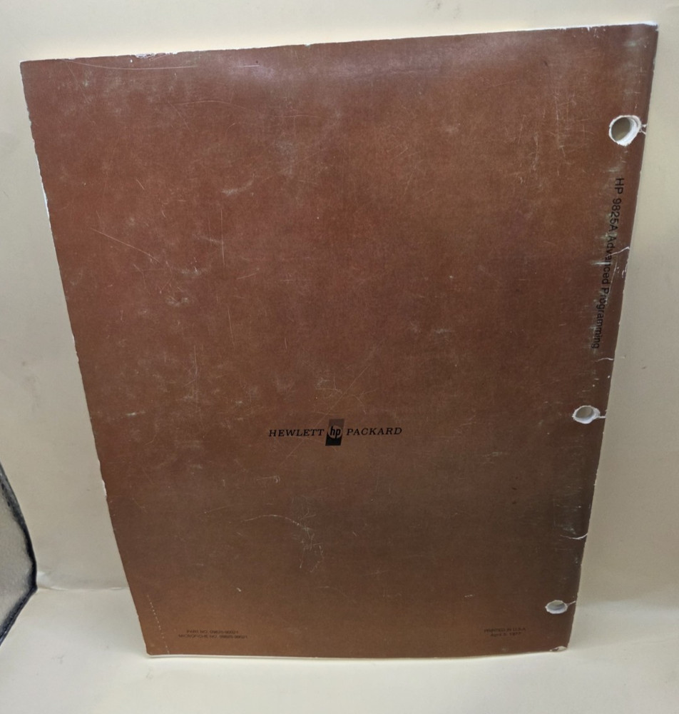 Hewlett Packard HP 9825A Calculator Advanced Programming Manual