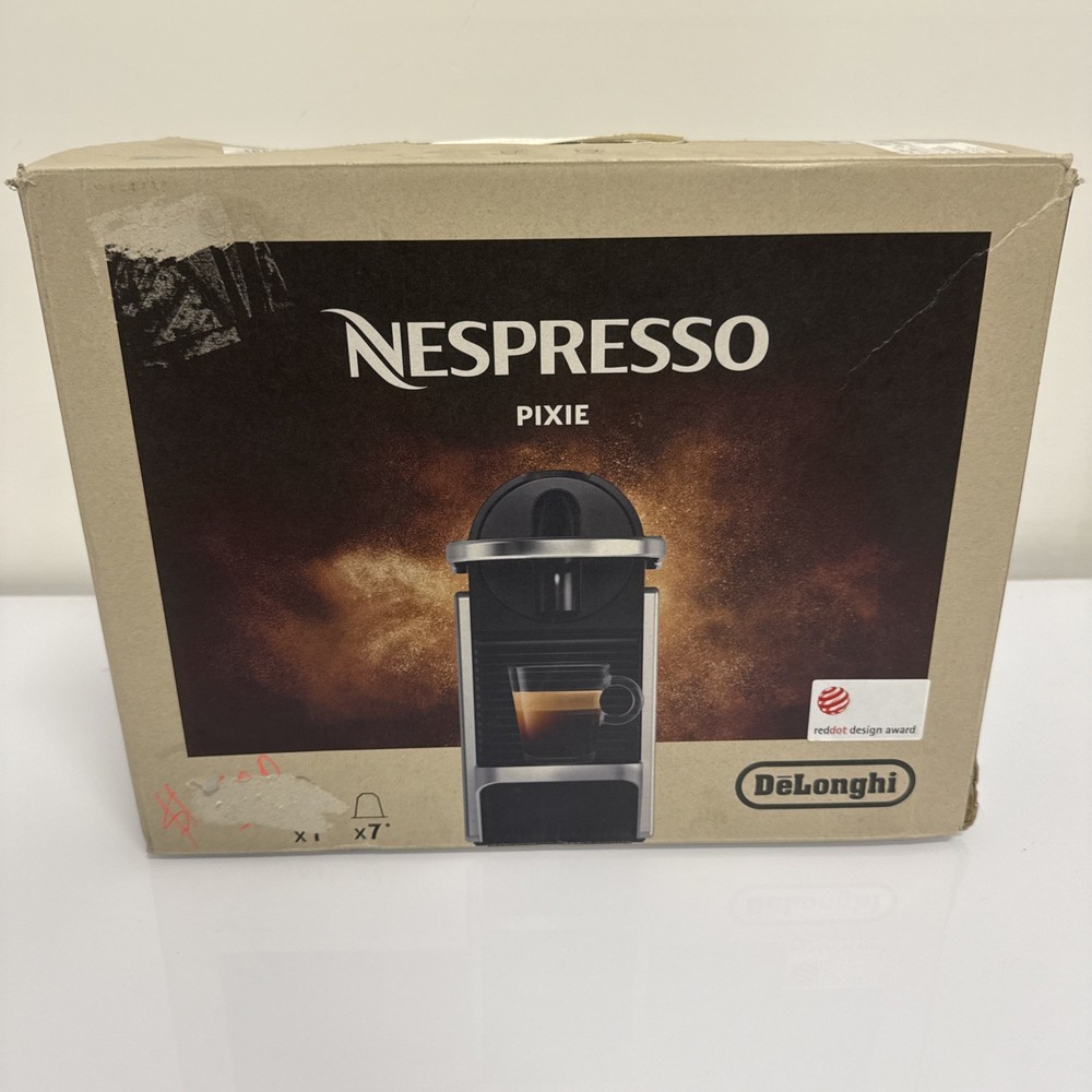 Nespresso Pixie Espresso Capsule Cofee Machine By Delonghi Black Silver