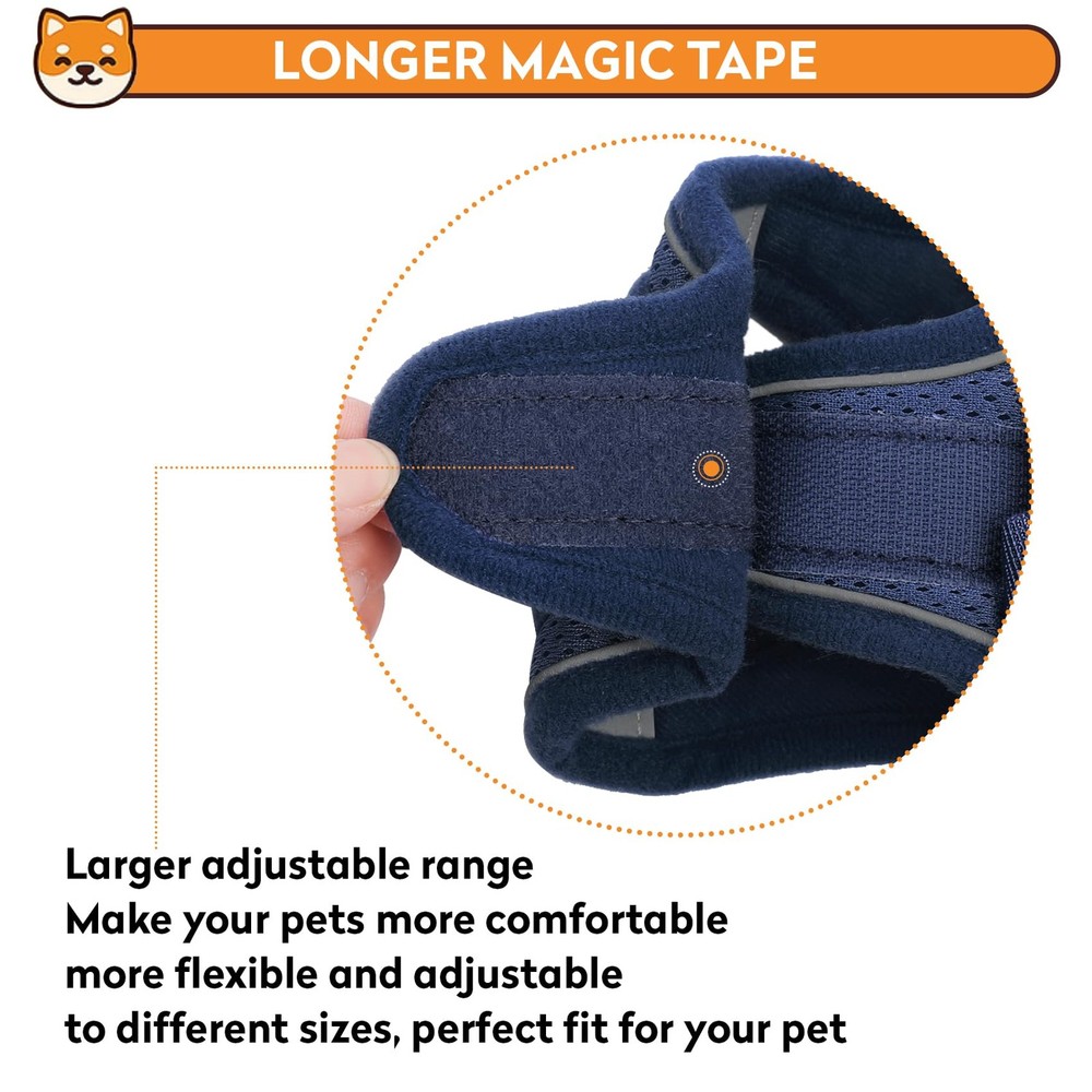 Dog Harness Leash Set No-Pull Step-in Reflective Padded Dark Blue Medium