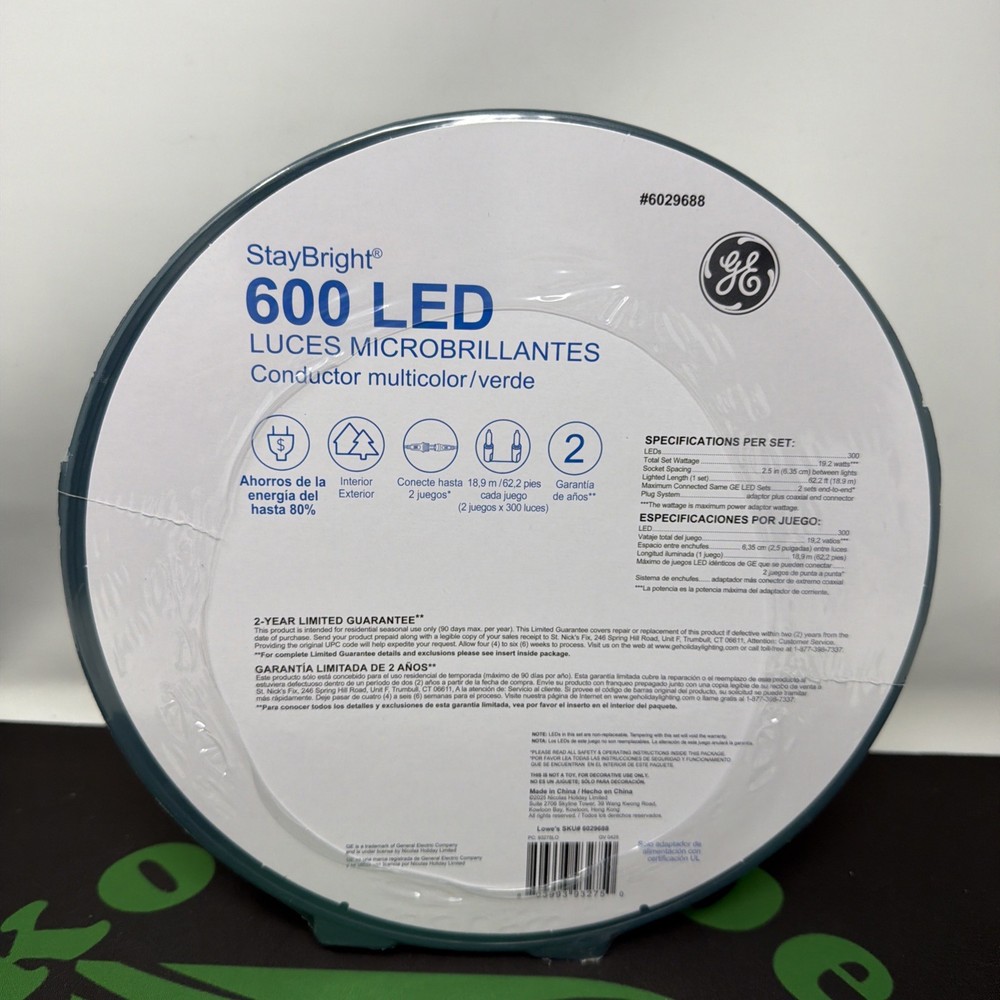 GE StayBright 600 Count 124-ft Multi Colored Micro LED Christmas String Lights