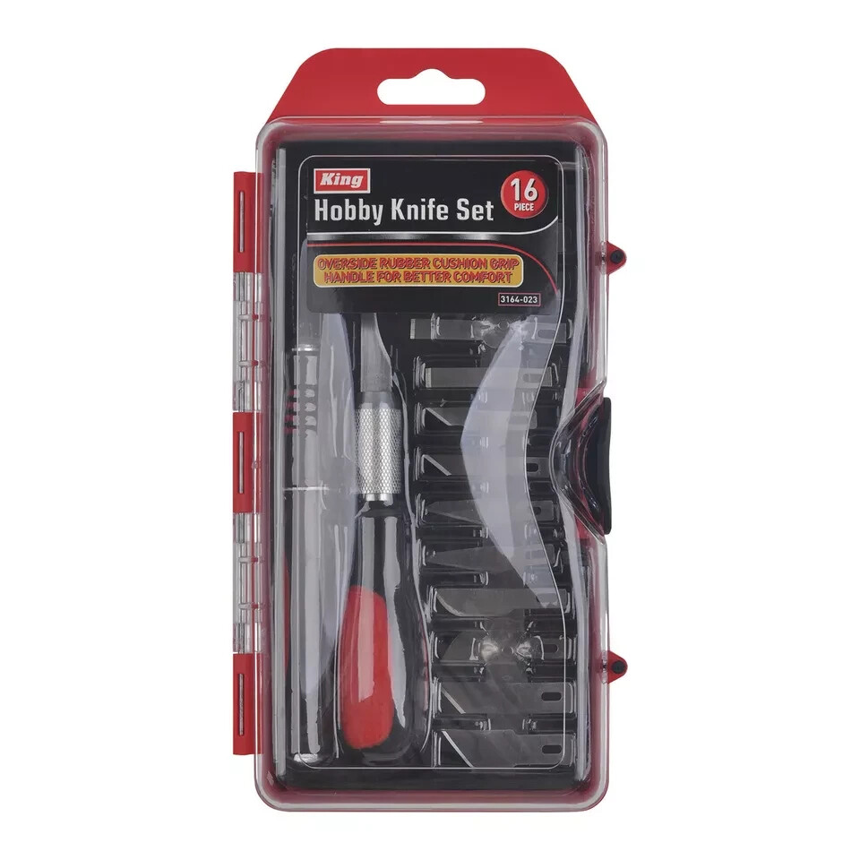 KING 16 PC PRECISION KNIFE RAZOR BLADE EXACTO CUTTING TOOL HOBBY KIT