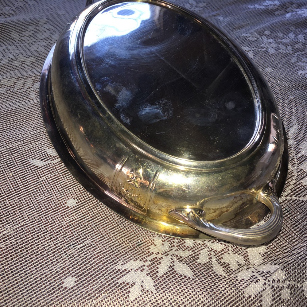 VINTAGE SILVER PLATE UNKNOWN MAKER/PATTERN SERVING DISH TOP/COVER