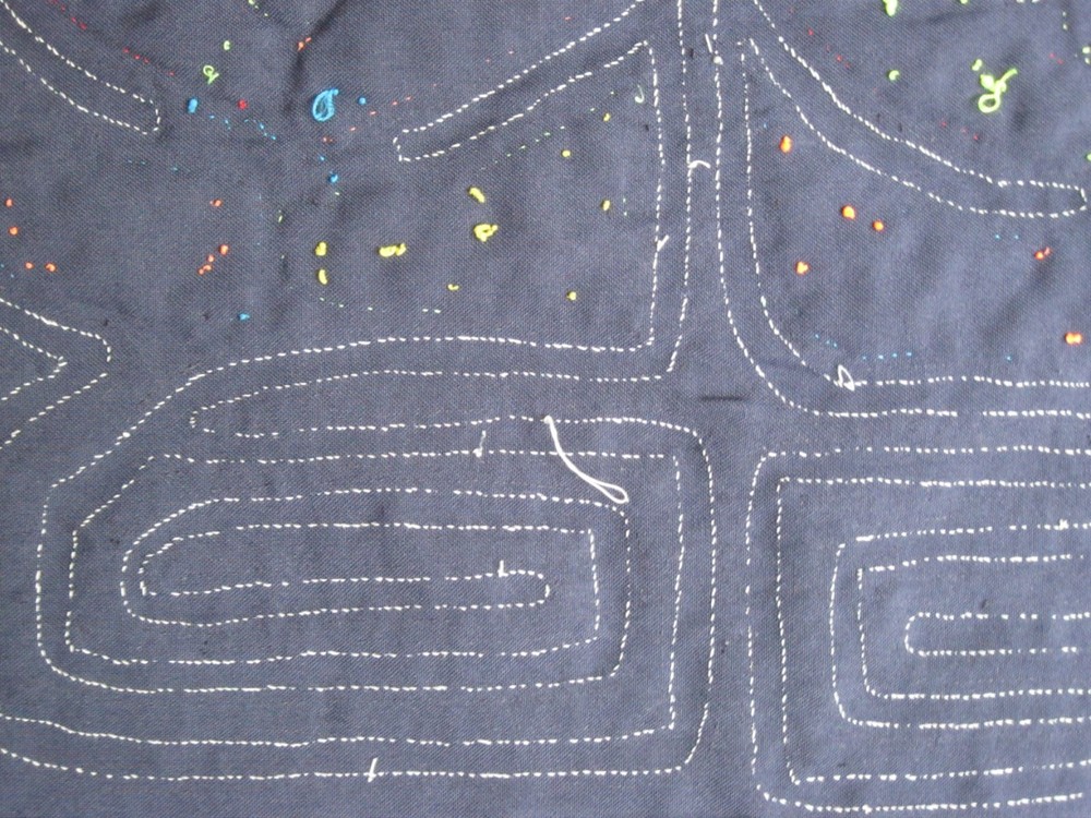 Kuna Native Hand-Stitch Panama Mola E1147L Parallel Blooms