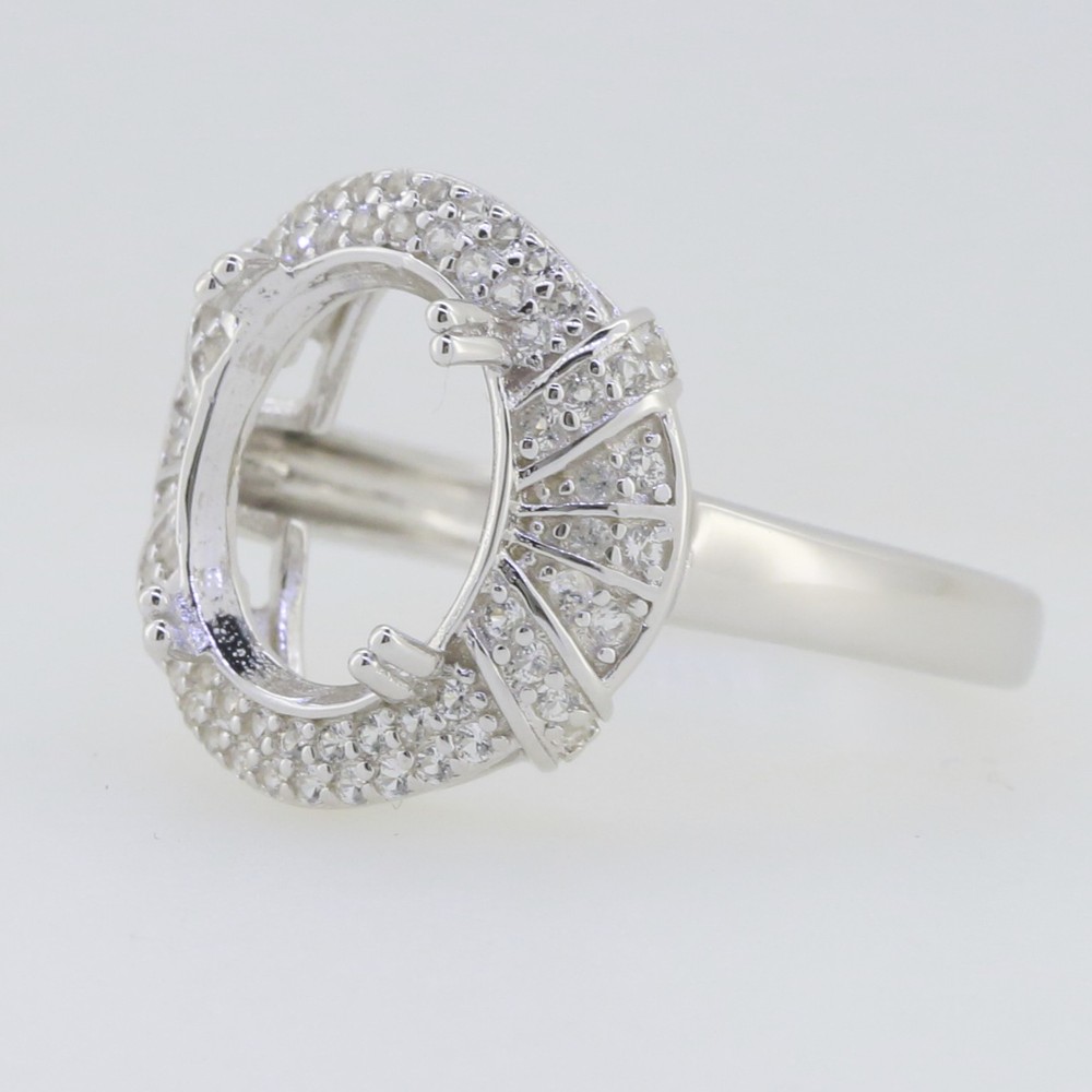 Sterling Silver Semi Mount Ring Setting RD 8x8mm White Topaz