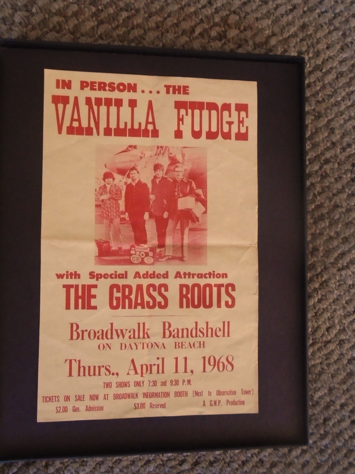 ORIGINAL HANDBILL-VANILLA FUDGE/GRASS ROOTS-BORDWALK BANDSHELL-DAYTONA BEACH-68