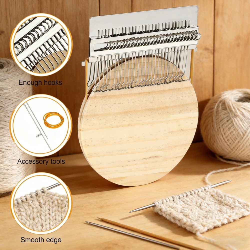 28 Hooks Small Loom Speedweve Type Weave Tool Darning Machine with Wood Discvs